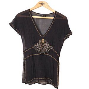 Day Birger et Mikkelsen Sheer Embordered and Beaded Top Size 40